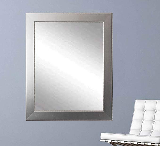 BrandtWorks BM012M2 Mod Euro Wall Mirror, 36 x 32, Brushed Silver