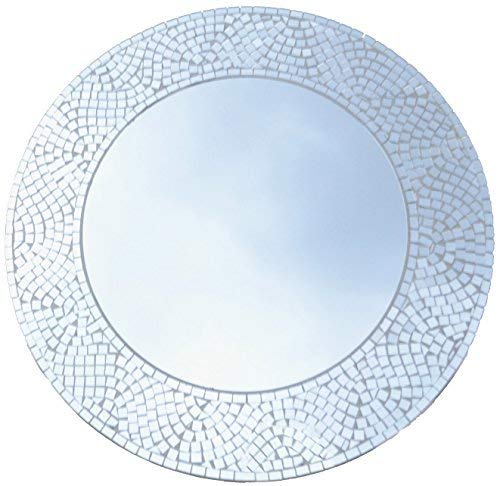 Lulu Decor, Silvershine Mosaic Wall Mirror, Decorative Round Wall Mirror, Diameter 23.5
