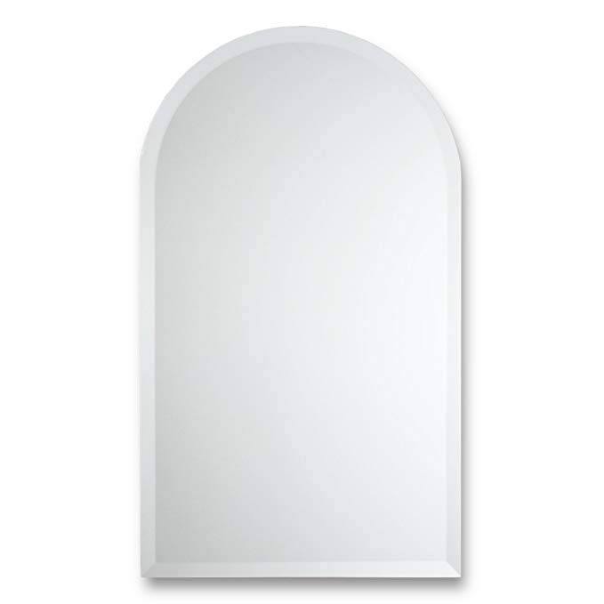Frameless Beveled Wall Mirror | Arched Top Rectangle | Bathroom, Bedroom, Accent Mirror