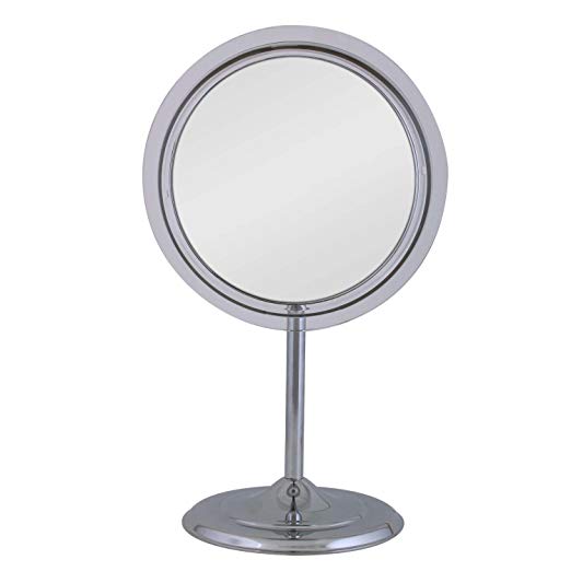 Zadro Adjustable Pedestal Vanity In Chrome with 5X Magnification, Chrome Finish, 9 Inch