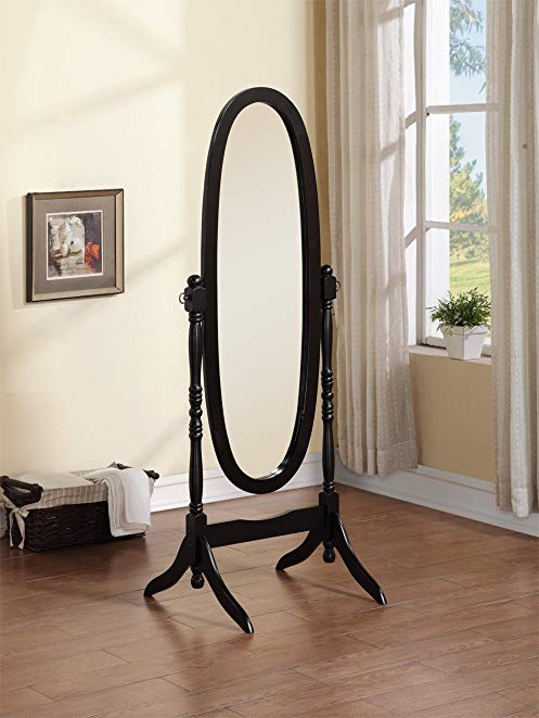 Wooden Cheval Floor Mirror, Black Finish by eHomeProducts