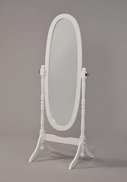 Wooden Cheval Floor Mirror, White Finish by eHomeProducts