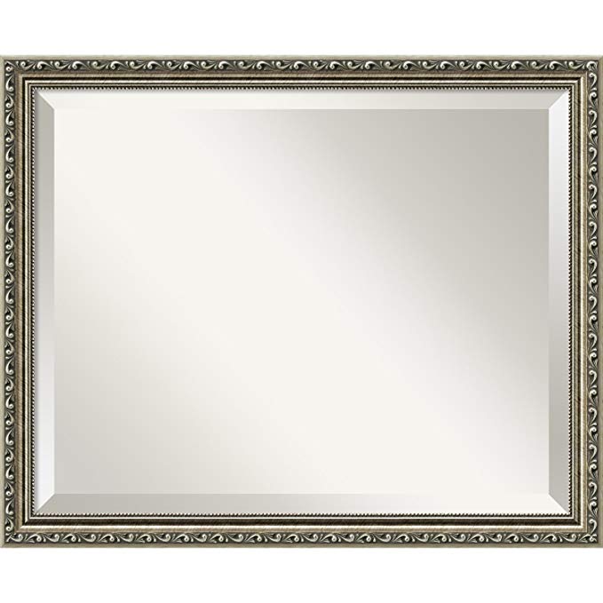 Amanti Art Wall Mirror Medium, Parisian Silver Wood: Outer Size 22 x 18