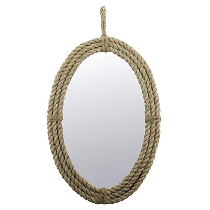 Stonebriar Decorative Oval Rope Mirror with Hanging Loop, Unique Wall Décor