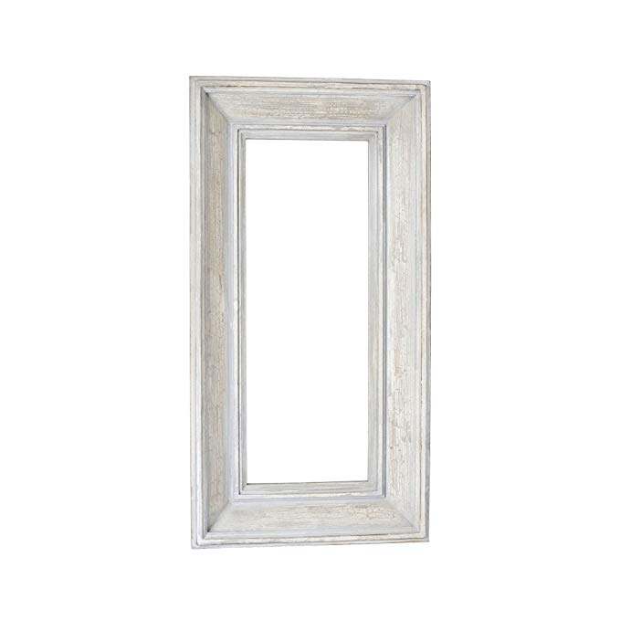 Household Essentials Decorative Rectangle Wall Mirror, Antique White
