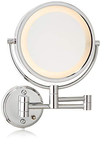 Jerdon HL75C 8.5-Inch Lighted Wall Mount Makeup Mirror with 8x Magnification, Chrome Finish
