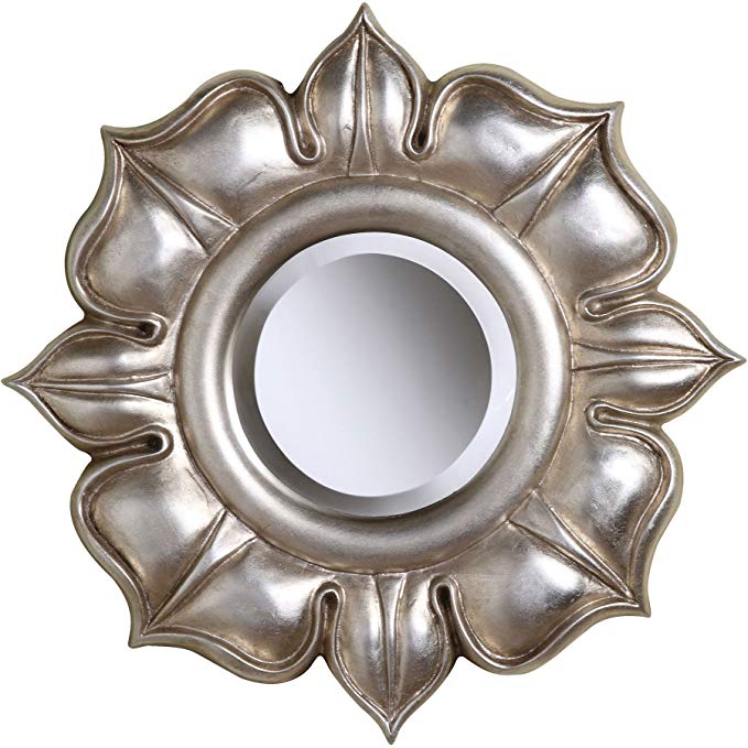 Sterling Lotus Mirror, Bright Silver Leaf