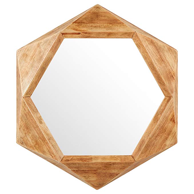 Rivet Modern Hexagon Wood Frame Mirror, 30