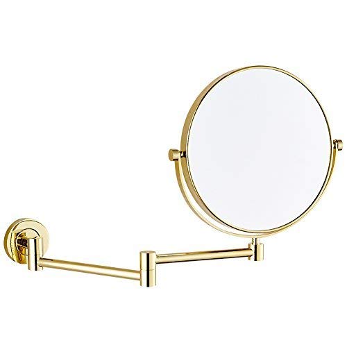 GURUN 8 Inch Two-Sided Swivel Wall Mounted Mirror Vanity Mirror with 7x Magnification,Gold Finish M1305J(8in,7x)