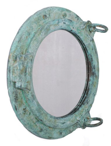 Nautical Tropical Imports 16” Shipwreck Finish Porthole Mirror Fiberglass Resin Wall Mount