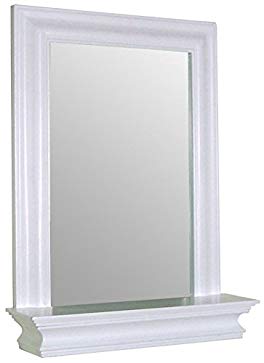 Elegant Home Fashions Stratford Collection Framed Mirror with Shelf, White