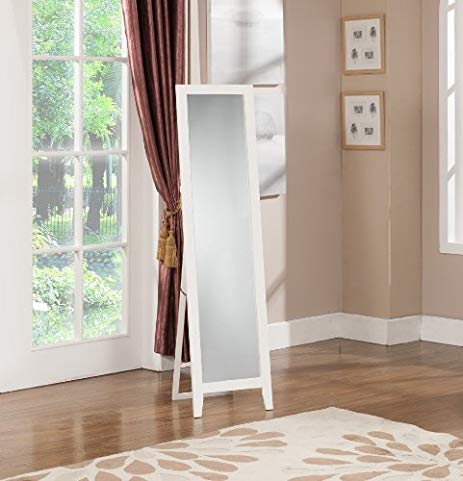 King's Brand White Finish Wood Frame Floor Standing Mirror