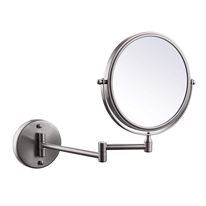 Kes SUS304 Stainless Steel Bathroom 3x Magnification Two-Sided Swivel Wall Mount Mirror 8-Inch, Brushed Finish, BWM200M3-2