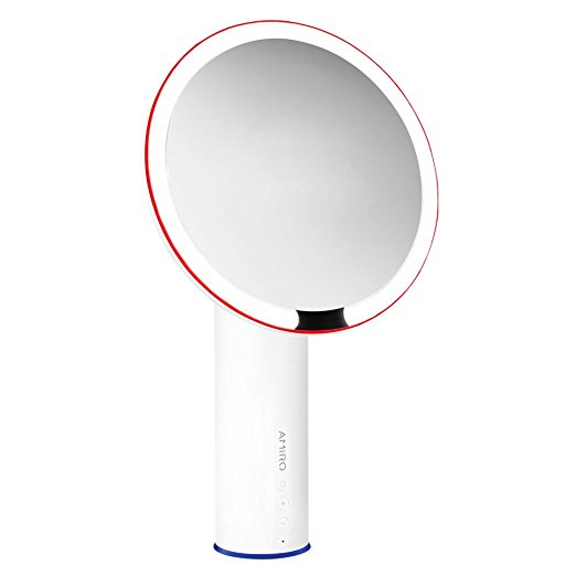 Amiro Smart Lighted Makeup Mirror with Natural Daylight LED Lights, Motion Sensor, Adjustable Brightness, High Definition Countertop Vanity Mirror, (Not Rechargeable)