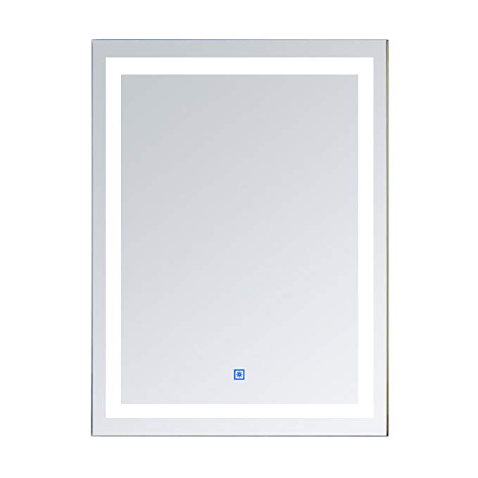 HOMCOM 32” x 24” Square Vertical Wall Mount LED Light Up Vanity Bathroom Mirror with Defogger