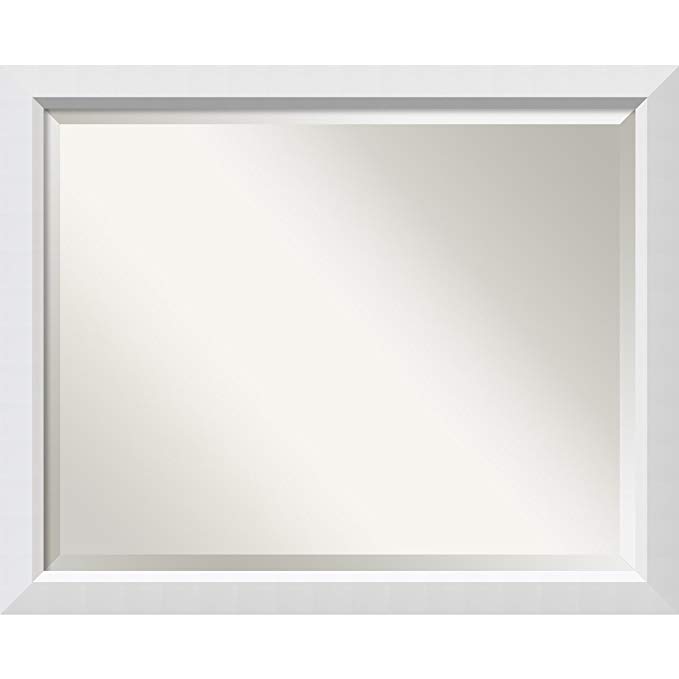 Amanti Art Wall Mirror Large, Blanco White Wood: Outer Size 32 x 26