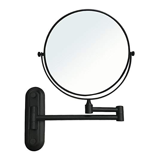 Gecious Wall Mount Vanity Makeup Magnifying Mirror,Black,1x/10x magnification,360°Swivel 12