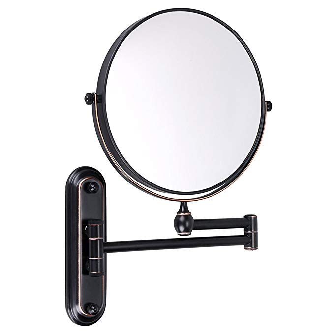 Sumnacon 8 Inch Double-Sided Swivel Wall Mount Vanity mirror, 10x Magnification 360°Swivel 12