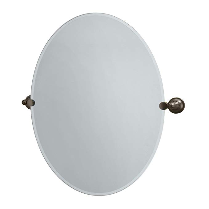 Gatco 4349LG Tiara Large Oval Wall Mirror, Bronze