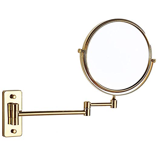 Cavoli 8 Inch Bathroom Two-sided Swivel Wall Mounted Mirror with 10x Magnification,Gold Finish(8in,10x)