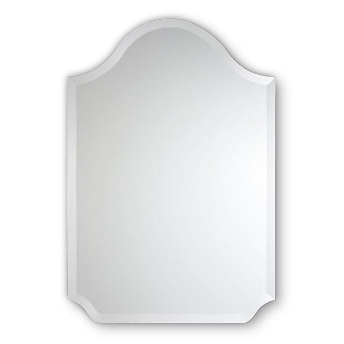 Frameless Beveled Wall Mirror | Bell Top with Scalloped Corners | Bathroom, Bedroom, Accent Mirror