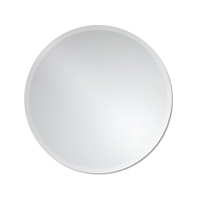 Round Frameless Wall Mirror | Bathroom, Vanity, Bedroom Mirror | 24-inch Diameter Circle | Beveled Edge