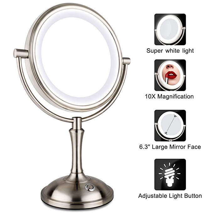 AmnoAmno LED Makeup Mirror-10x Magnifying,7.8
