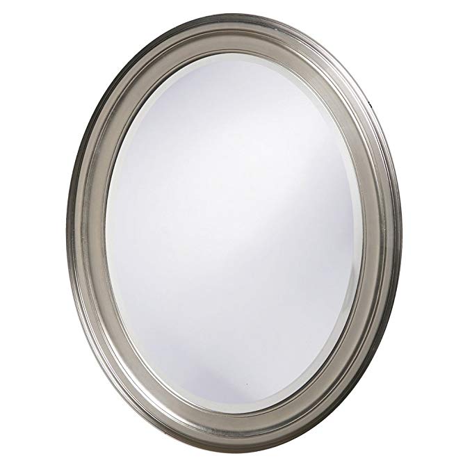Howard Elliott George Oval Mirror, Brushed Nickel, 25 Inch x 33 Inches x 1 Inch