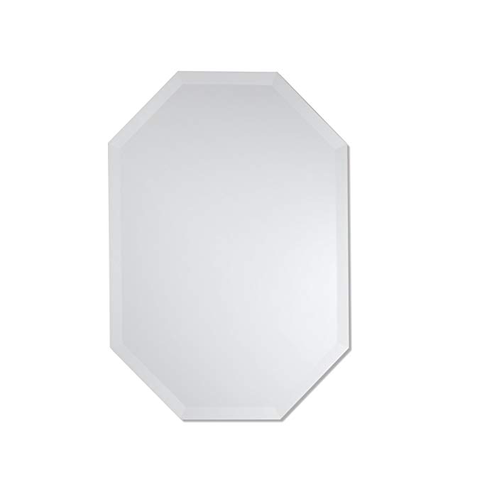 Octagon Mirror | Frameless Beveled Mirror | Bathroom, Vanity, Bedroom Mirror (20-inch x 28-inch)