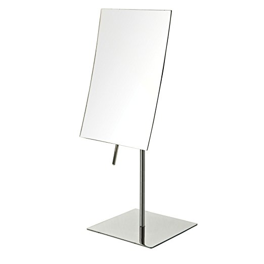 Jerdon JP358C 5-Inch by 8-Inch Rectangular Vanity Mirror with 3x Magnification, Stainless Steel Finish