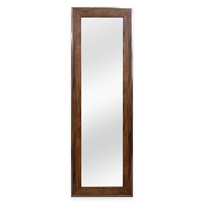 No Tools Over-the-Door 12-Inch x 48-Inch Mirror, Elegant Style in Walnut Woodgrain Finish