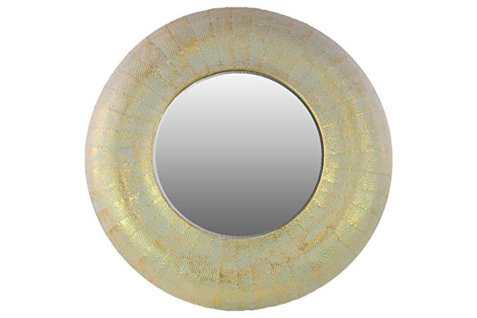 Urban Trends Metal Round Wall Mirror Weathered, Gold