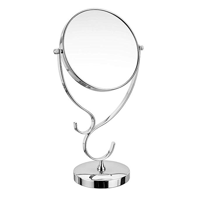 E&T Fair Lady Double-Sided Round Swivel 3X, 6-Inch Diameter Tabletop Magnifying Makeup Mirror Bathroom Mirror