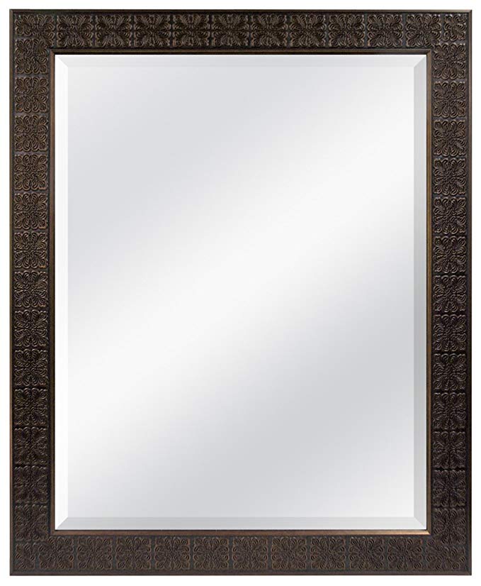 MCS 22x28 Inch Stamped Medallion Mirror, 28x34 Inch Overall Size, Bronze (47697)
