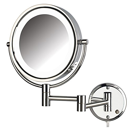 Jerdon HL88CL 8.5-Inch LED Lighted Wall Mount Makeup Mirror with 8x Magnification, Chrome Finish