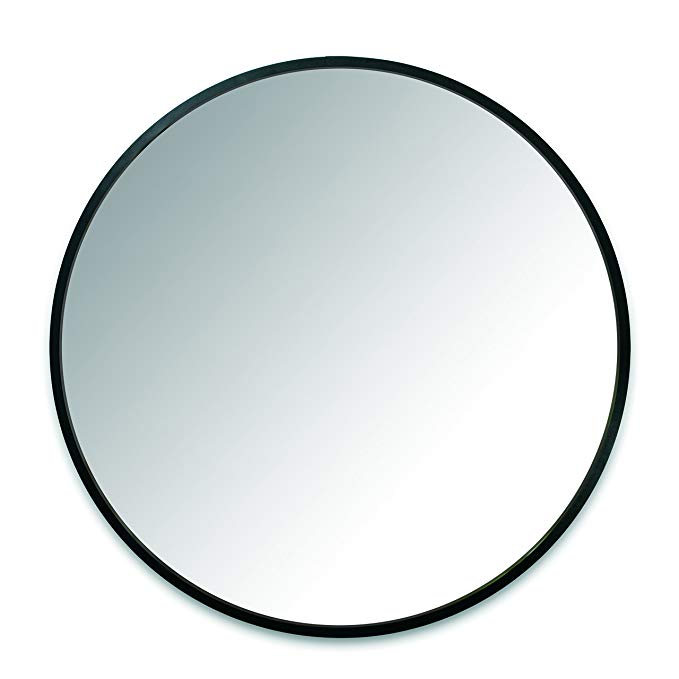 Umbra Hub Wall Mirror – 24 Inch Round Wall Mirror for Entryways, Washrooms, Living Rooms and More, Doubles as Wall Art, Black Rubber Frame