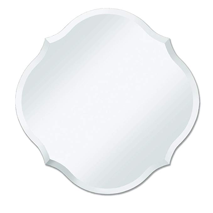 Frameless Mirror | Bathroom, Bedroom, Accent Mirror | Round with Scalloped Edges