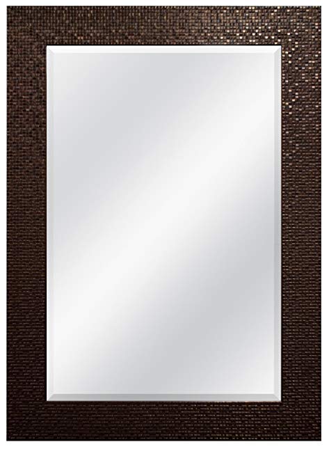 MCS 24x36 Inch Embossed Tile Wall Mirror, 32x44 Inch Overall Size, Bronze (47703)