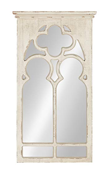 Kate and Laurel Mirabela Farmhouse Casual Wood Framed Decorative Arch Wall Mirror, White