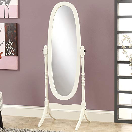 Crown Mark Cheval Mirror, Brown (White Oval)