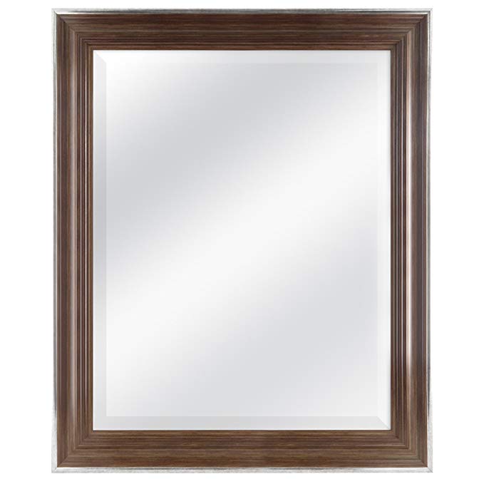 MCS 22x28 Inch Scoop Mirror, 27.5x33.5 Inch Overall Size, Chestnut (20544)