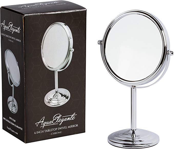 6 Inch Tabletop Swivel Mirror - Double-Sided 7x/1x Magnification - Chrome