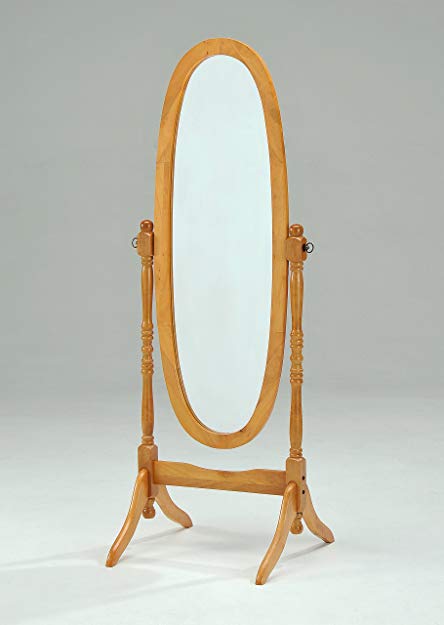 Wooden Cheval Floor Mirror, Oak Finish