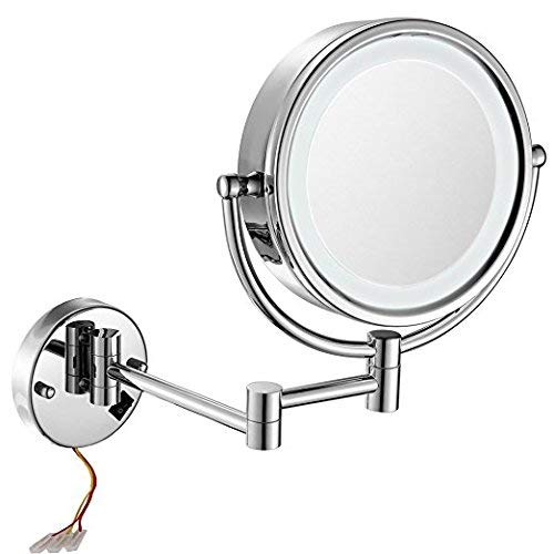 GURUN 8.5 Inch LED Lighted Wall Mount Hardwired Makeup Mirror with 10x Magnification,direct wire,Chrome Finish M1809D (8.5in, Chrome hardwire)