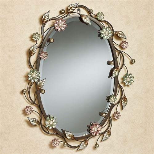 Touch of Class Oval Flower Metal Wall Mirror Wall Decor Pearl Accents