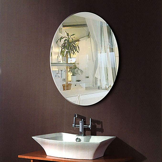 DECORAPORT 24 Inch 32 Inch Frameless Wall-mounted Bathroom Silvered Mirror Oval Vertical Horizontal Vanity Mirror (A-B094)
