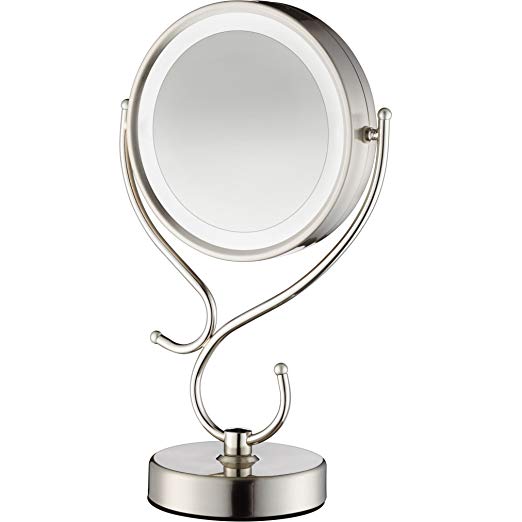 Conair Round Shaped LED Double Sided Lighted MakeUp Mirror with 3-Way Touch Control and Built-in UBS Port