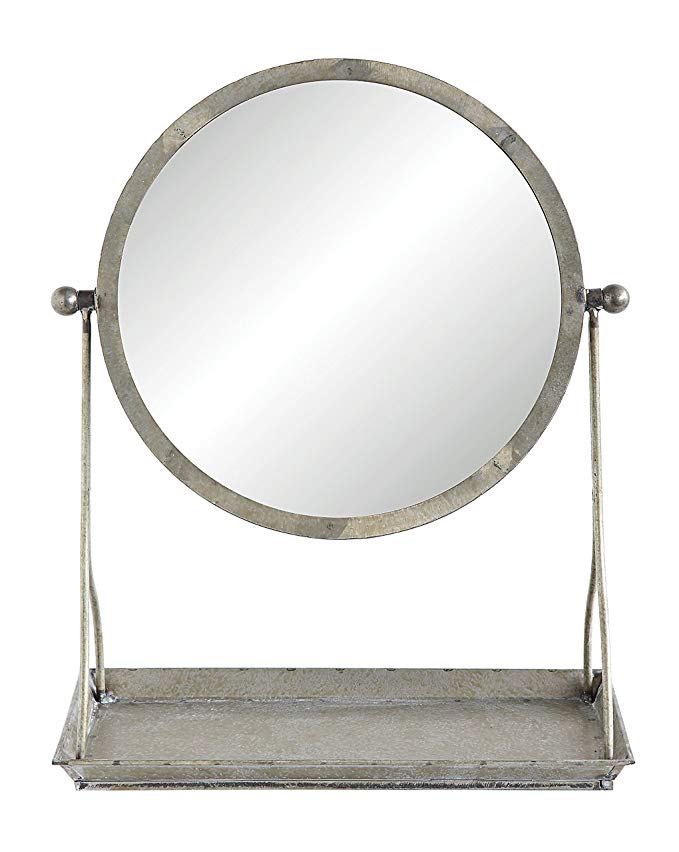 Creative Co-op DA6696 Round Mirror on Metal Stand with Tray